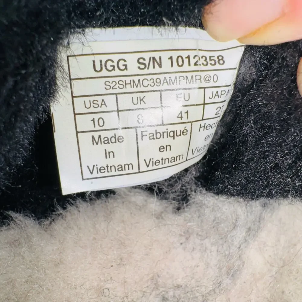 UGG Womens McKay Black 1012358 Suede Sheepskin Pull On Ankle Boots Booties Sz 10